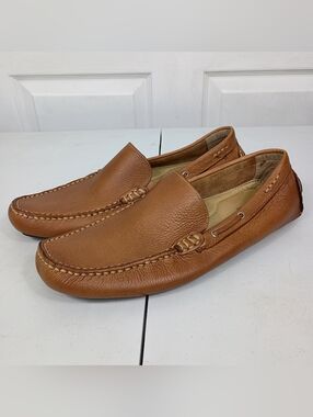 GH Bass Driving Moccasins Loafers 10.5 Mens Tan Brown Leather Carlo Slip On